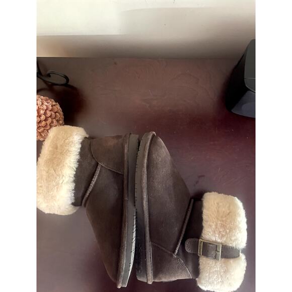 Bearpaw ABBY Shearling Lined Brown Suede Ankle Boot Sz 8 - Picture 5 of 15